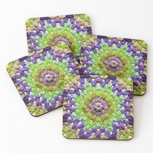 Item preview, Granny Square Crochet Pattern Seventies Retro Lilac Beige designed and sold by taiche.