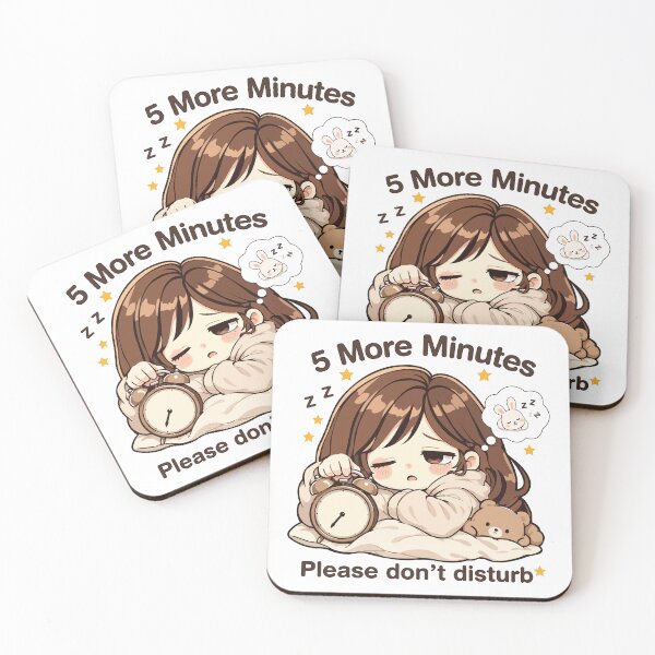 Item preview, 5 More Minutes Please Don't Disturb | Cute Sleepy Girl Kawaii Sticker designed and sold by Charul2dartist.