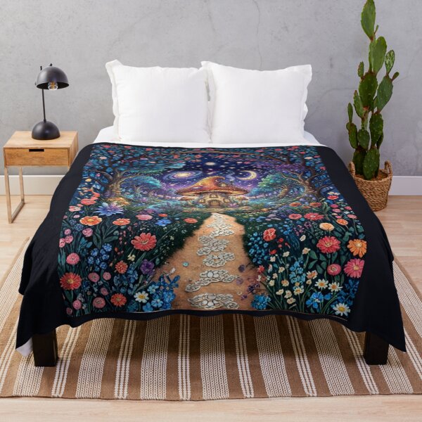 Item preview, Cosmic Mushroom Cottage Garden Fantasy Landscape Art designed and sold by MonaRose_Art.