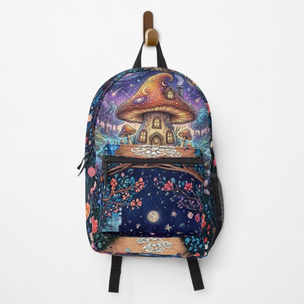 Item preview, Cosmic Mushroom Cottage Garden Fantasy Landscape Art designed and sold by MonaRose_Art.