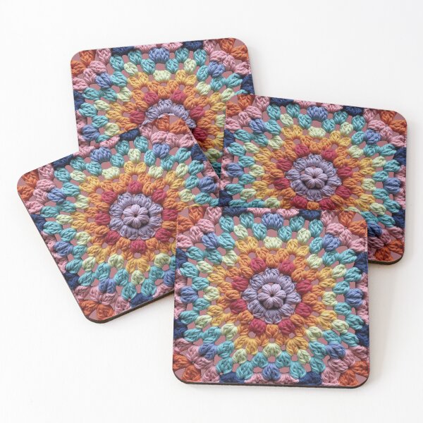 Item preview, Granny Square Crochet Pattern Seventies Retro Purple Pink designed and sold by taiche.
