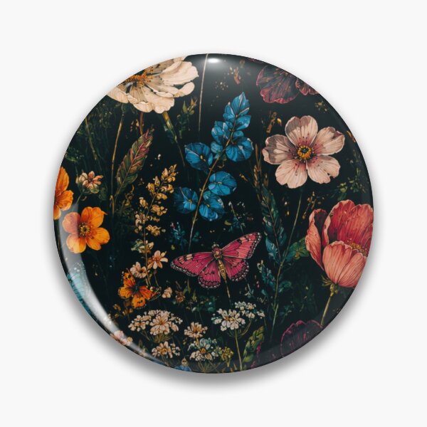 Item preview, Dark Botanical Garden with Butterflies – Moody Wildflower & Butterfly Art Print designed and sold by @SHINTOSARTSTORE.