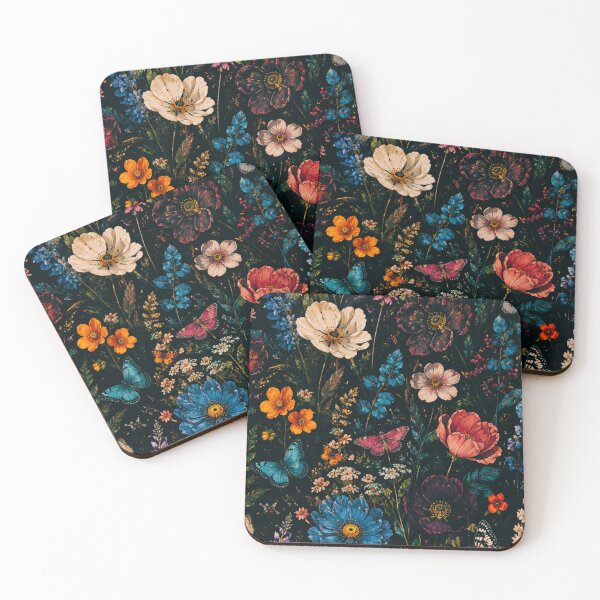Item preview, Dark Botanical Garden with Butterflies – Moody Wildflower & Butterfly Art Print designed and sold by @SHINTOSARTSTORE.