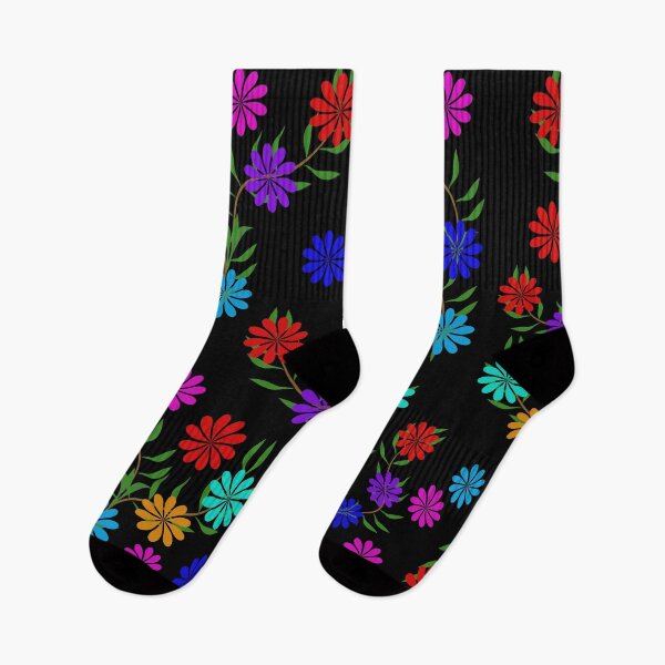Item preview, Multi Color Daisy Flower Seamless Pattern on Black Background designed and sold by Ei-Ei.