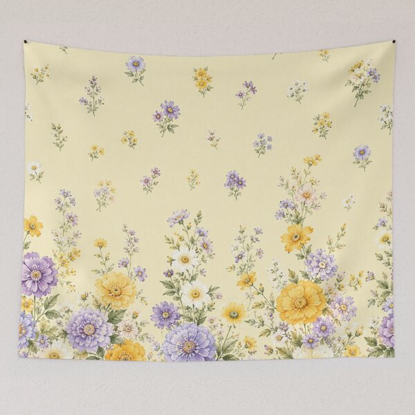 Item preview, Wildflower Border Pattern | Soft Yellow Cottage Garden Floral A-Line Dress Print designed and sold by Atum&Art.