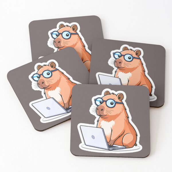 Item preview, Cute Tech Capybara Coding On Laptop designed and sold by nexelora.