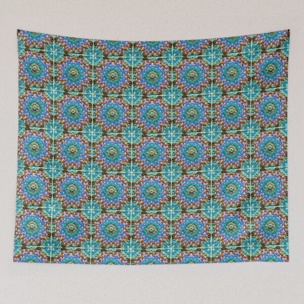 Item preview, Granny Square Crochet Pattern Seventies Retro Green Pastel-Blue Pattern  designed and sold by taiche.