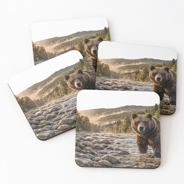 Item preview, Majestic Brown Bear in Mountain Stream | Bieszczady Wildlife Art designed and sold by JMDG Studio.
