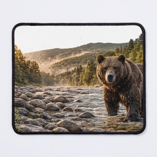 Item preview, Majestic Brown Bear in Mountain Stream | Bieszczady Wildlife Art designed and sold by JMDG Studio.