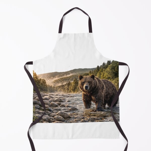 Item preview, Majestic Brown Bear in Mountain Stream | Bieszczady Wildlife Art designed and sold by JMDG Studio.