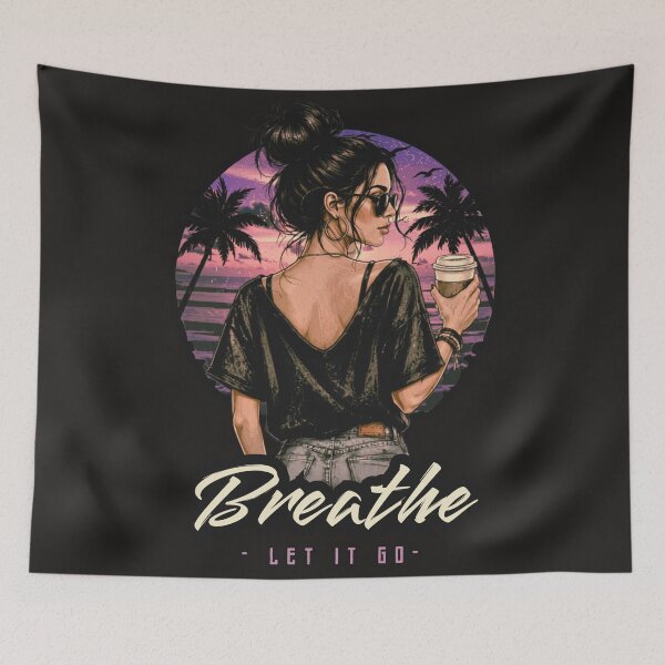 Item preview,  Breathe and Let It Go – Boho Sunset Woman Retro Design (Purple) designed and sold by All-About-Life.
