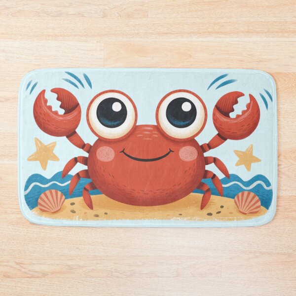 Item preview, red crab with a happy expression designed and sold by 123ks.