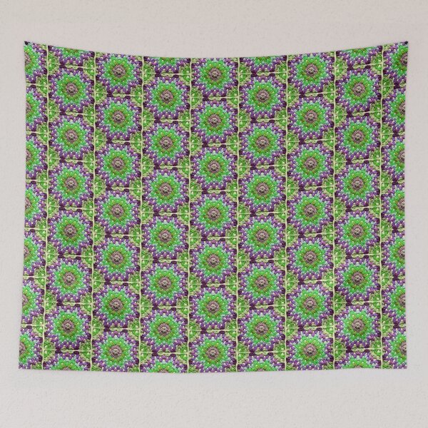 Item preview, Granny Square Crochet Pattern Seventies Retro Pink Green designed and sold by taiche.