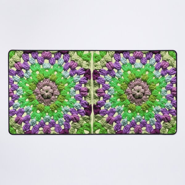 Item preview, Granny Square Crochet Pattern Seventies Retro Pink Green designed and sold by taiche.