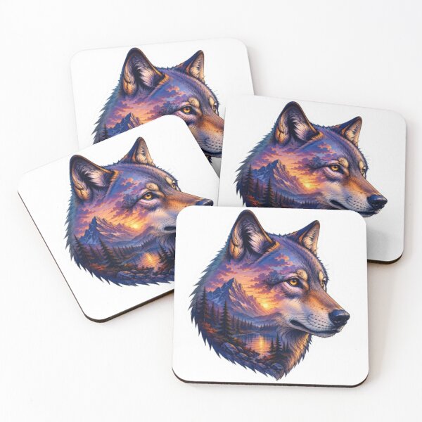 Item preview, Majestic Wolf Mountain Sunset Portrait designed and sold by Snurly.
