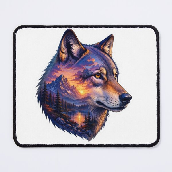 Item preview, Majestic Wolf Mountain Sunset Portrait designed and sold by Snurly.