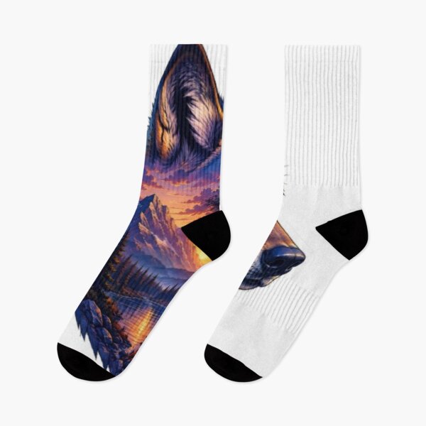 Item preview, Majestic Wolf Mountain Sunset Portrait designed and sold by Snurly.