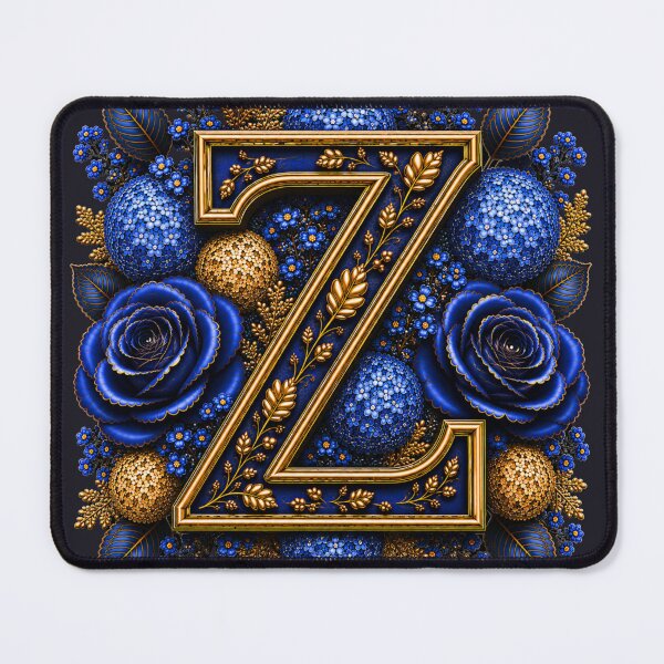 Item preview, Elegant Letter Z Monogram with Blue Hydrangeas & Gold Botanical Design | Luxury Floral Initial Art designed and sold by MoodLay.