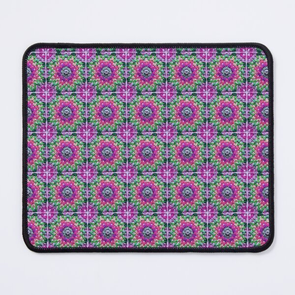 Item preview, Granny Square Crochet Pattern Seventies Retro Blue Pink Pattern designed and sold by taiche.