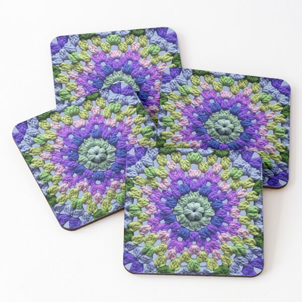 Item preview, Granny Square Crochet Pattern Seventies Retro Green Blue designed and sold by taiche.
