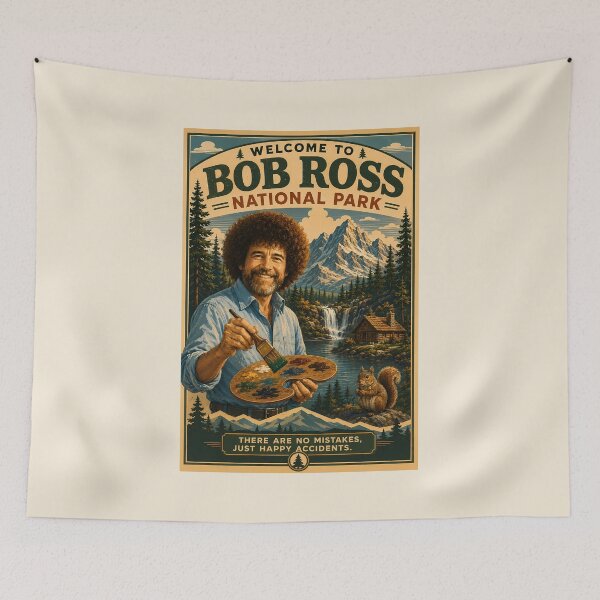 Artikelvorschau, Willkommen im Bob-Ross-Nationalpark – Vintage-Poster „Fröhliche kleine Bäume“ entworfen und verkauft von karamram.