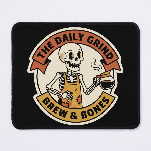 Item preview, The Daily Grind Brew & Bones Retro Skeleton Barista Coffee designed and sold by Josh Thompson.