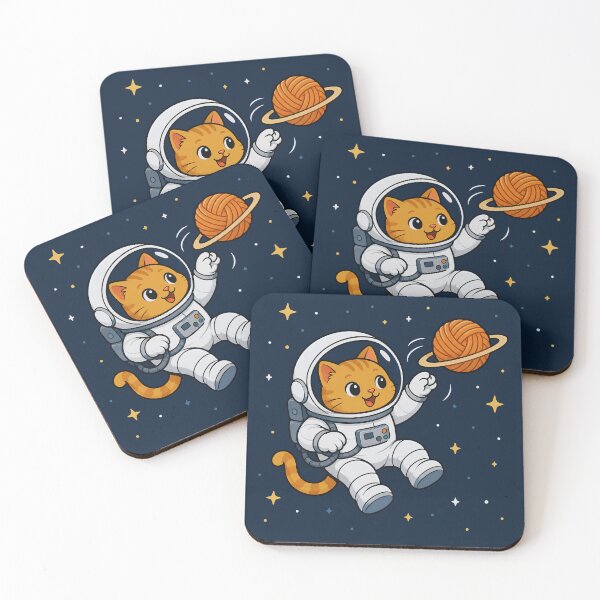 Item preview, Cute Space Cat Astronaut with Yarn Planet - Funny Orange Tabby designed and sold by Knacky Print.
