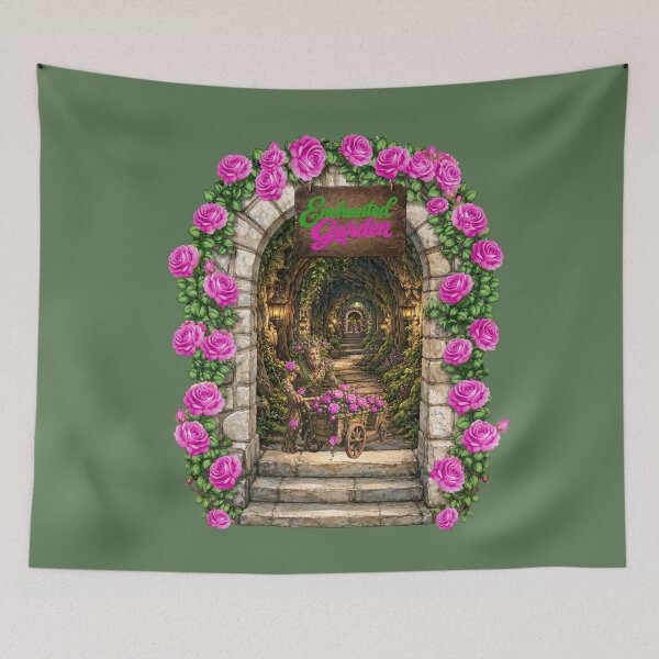 Item preview, Enchanted Garden Tunnel – Magical Rose Fantasy Art designed and sold by Aimetoi.