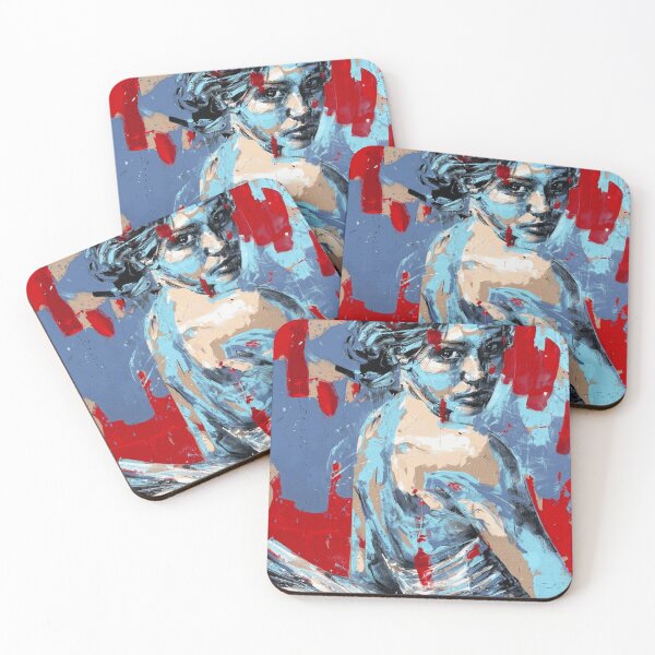 Item preview, Fragmented Elegance Abstract Woman Portrait in Red and Blue designed and sold by OmerValiquet.