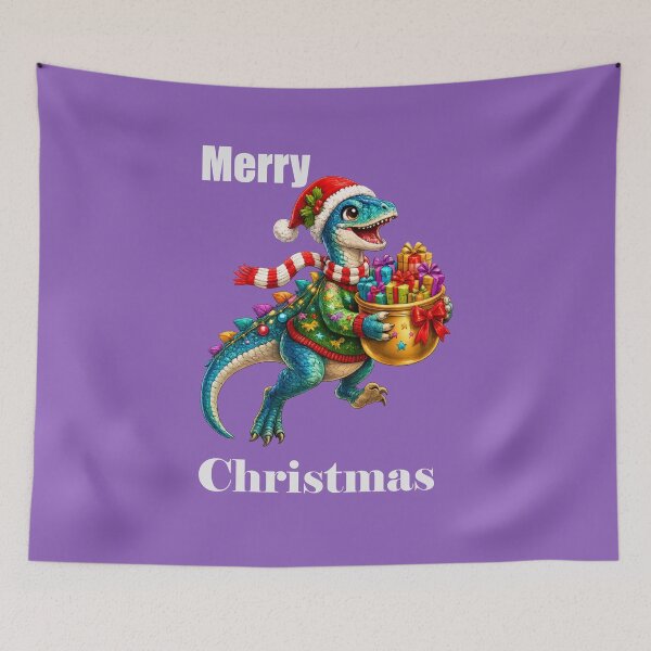 Item preview, Festive Velociraptor Carrying Gift Pot Preschool Christmas Dinosaur designed and sold by annenambiro.