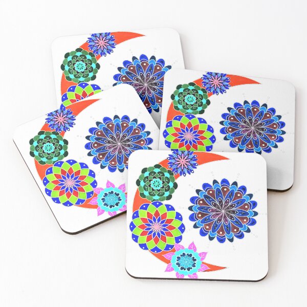 Item preview, Floral Crescent Moon Mandala Art designed and sold by beoldfashioned.