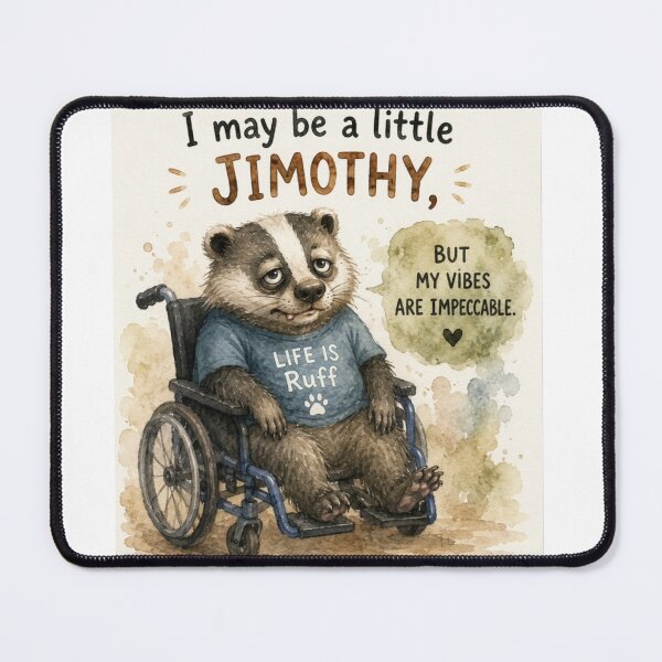 Item preview, Jimothy – 0% Energy, 100% Adorable | Funny Watercolor Badger designed and sold by DreamyBrushArt.