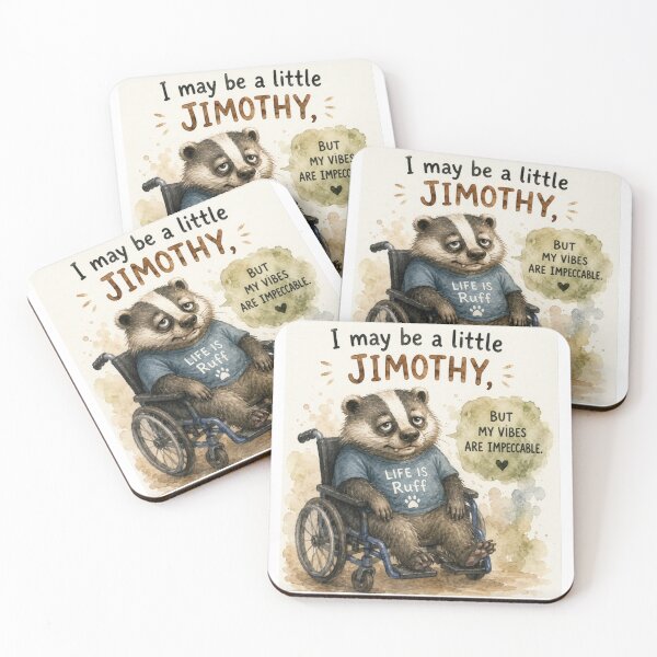 Item preview, Jimothy – 0% Energy, 100% Adorable | Funny Watercolor Badger designed and sold by DreamyBrushArt.