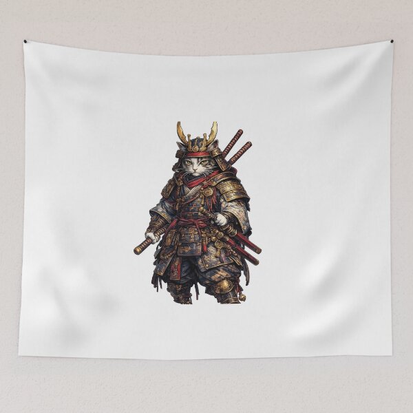 Aperçu de l'œuvre Samurai Cat – Japanese Warrior | Premium Japan T-Shirt Design créée et vendue par oatsupspace.