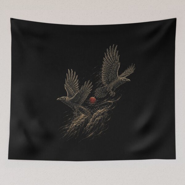 Item preview, Parting Flight — Two Norse Ravens Leaving the Cliffs designed and sold by OblivionRise.