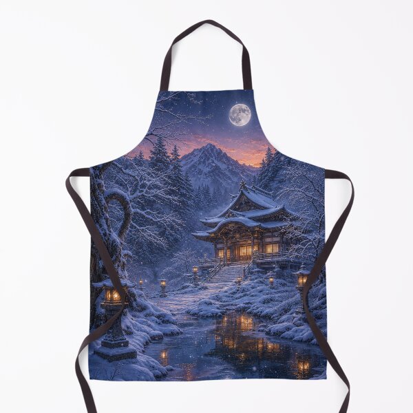 Item preview, Japanese temple under the snow at dusk designed and sold by Pixel Sakura Gallery.