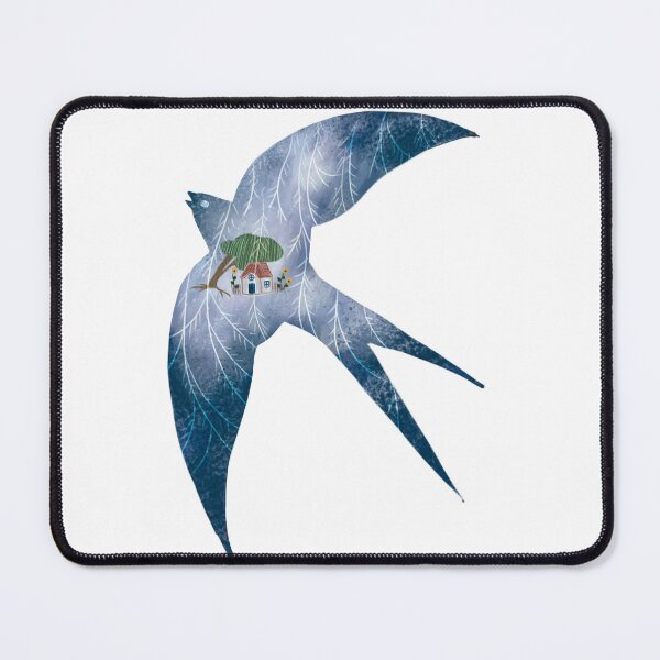 Item preview, Cottagecore Swallow, Celestial Bird, Cool Blue, Moon and Stars designed and sold by Dormitria.