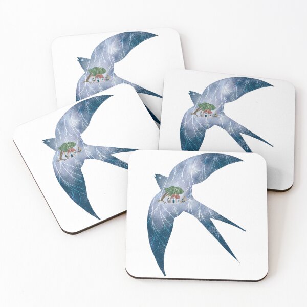 Item preview, Cottagecore Swallow, Celestial Bird, Cool Blue, Moon and Stars designed and sold by Dormitria.