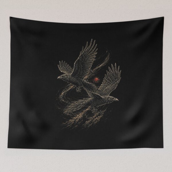 Item preview, Crossing Paths — Norse Ravens in Intersecting Flight designed and sold by OblivionRise.