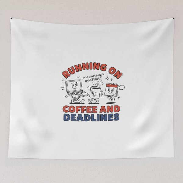 Item preview, Running on Coffee and Deadlines Funny Office T-Shirt | Coffee Lover Work Humor Graphic Tee designed and sold by StickerNestYou.