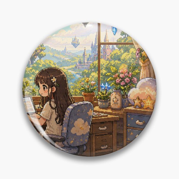 Item preview, Cozy Fantasy Workspace Pixel Art Dream Room designed and sold by Yiruda-Art.
