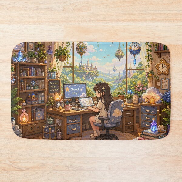Item preview, Cozy Fantasy Workspace Pixel Art Dream Room designed and sold by Yiruda-Art.
