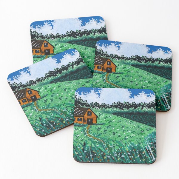 Item preview, Cozy Cottage Meadow Landscape Painting | Nature Art designed and sold by EeshaArshad.