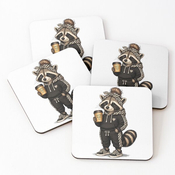 Item preview, Cozy Raccoon with Coffee – Cute Coffee Lover Design designed and sold by LittleGinnyArt.