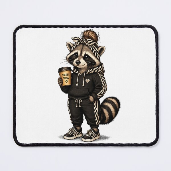 Item preview, Cozy Raccoon with Coffee – Cute Coffee Lover Design designed and sold by LittleGinnyArt.