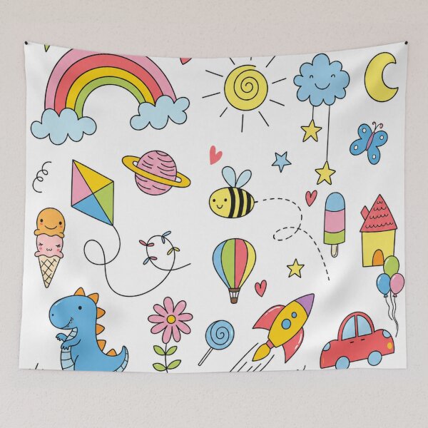 Item preview, Cute Nursery Doodle Collection | Rainbow Dinosaur Rocket Bee & Kawaii Kids Illustration designed and sold by Atum&Art.
