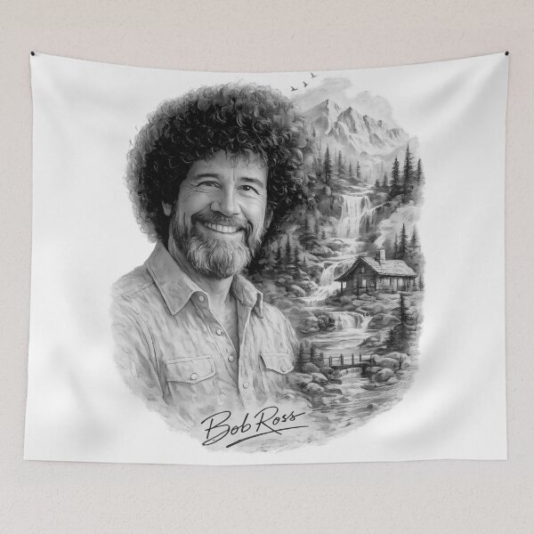 Item preview, Bob Ross Hand-Drawn Nature Portrait designed and sold by karamram.