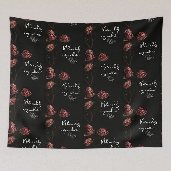 Item preview, Melancholy Dead Roses Dark Academia Quote Dark Botanical  designed and sold by WildWoodlandWitch.