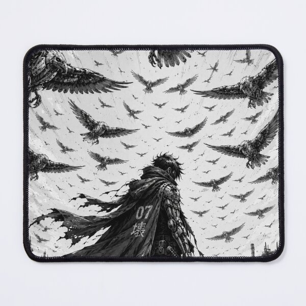 Item preview, Last Warrior – Cyberpunk Samurai vs Mechanical Ravens – Dark Anime Art Print designed and sold by @SHINTOSARTSTORE.
