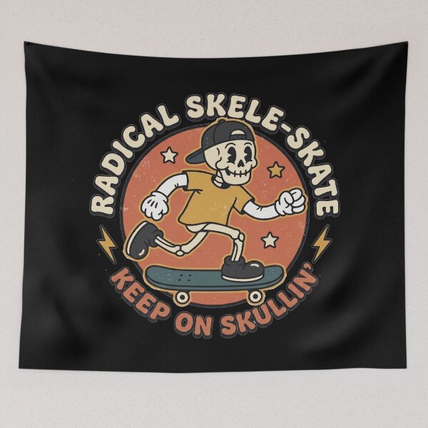 Item preview, Radical Skele-Skate Keep On Skullin' Retro Skateboard Skeleton designed and sold by Josh Thompson.